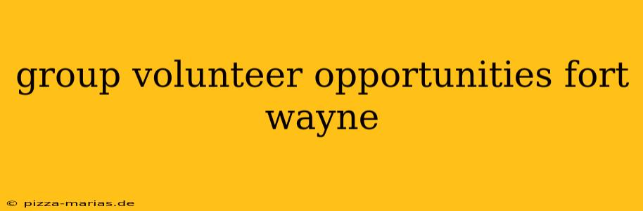 group volunteer opportunities fort wayne
