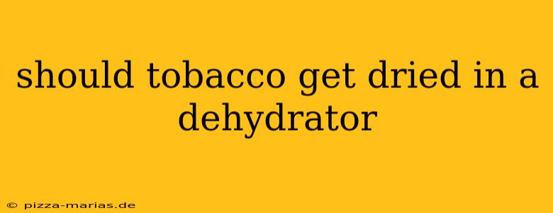 should tobacco get dried in a dehydrator