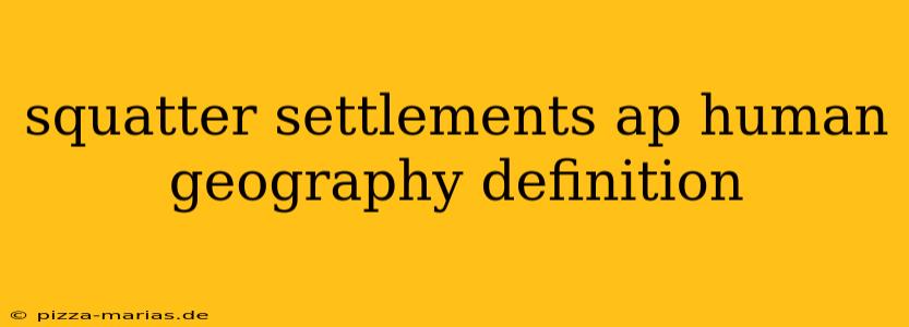 squatter settlements ap human geography definition