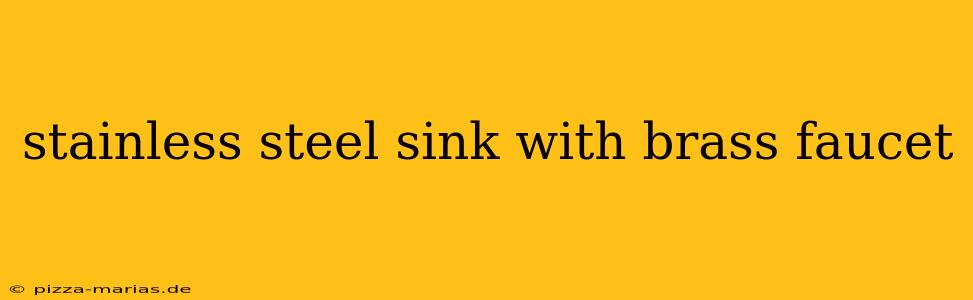 stainless steel sink with brass faucet