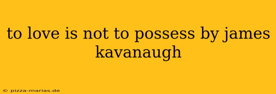 to love is not to possess by james kavanaugh